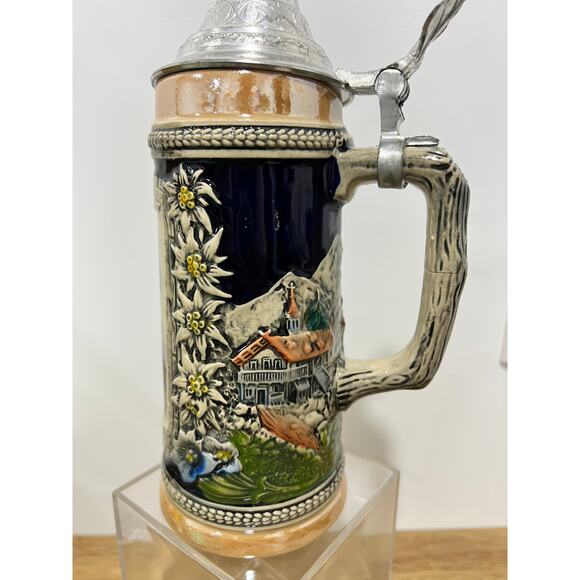 Vintage Gerzit Gerz Lidded Beer Stein - SCHWABACH Rathaus - Germany - Handmade - Picture 5 of 10